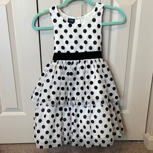 Holiday Editions White & Black Polka Dot Sleeveless Formal Dress Girls Medium